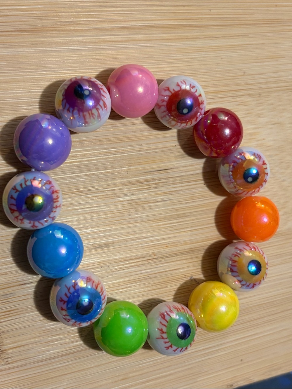 Colorful Eyeball Bead Stretch Bracelet - Multicolor